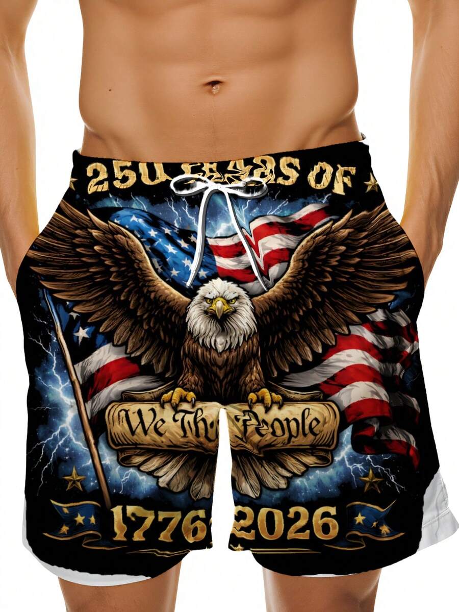 Patriotic Swim Trunks Men Beac - Swim Trunk Quick Dry avaliação e preço