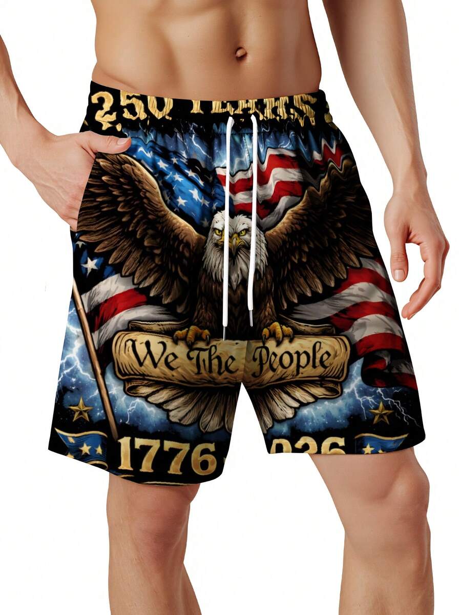 Patriotic Swim Trunks Men Beac - Swim Trunk Quick Dry avaliação e preço