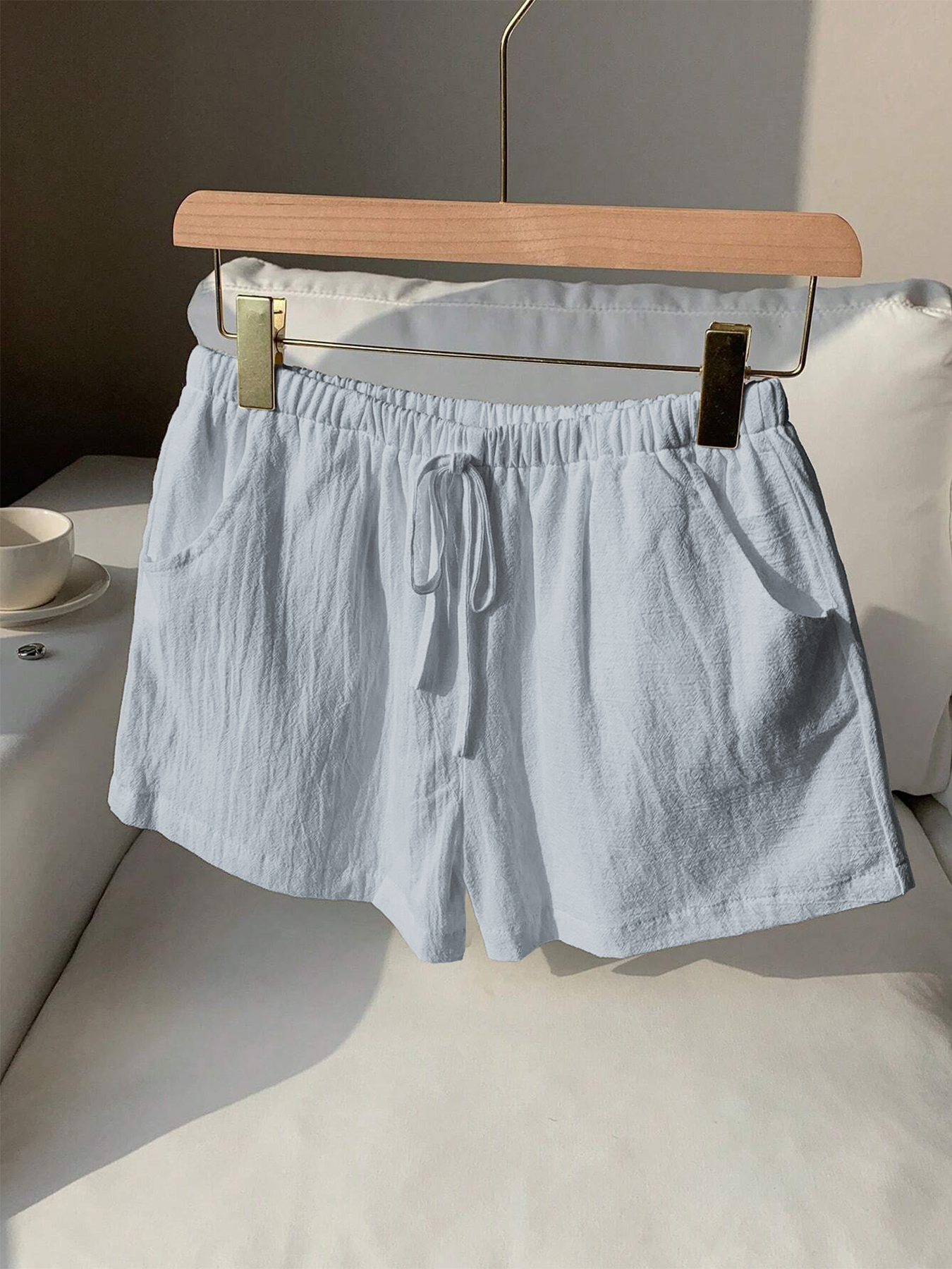 Ladies New Spring Summer Linen - Short Linen Drawstring avaliação e preço
