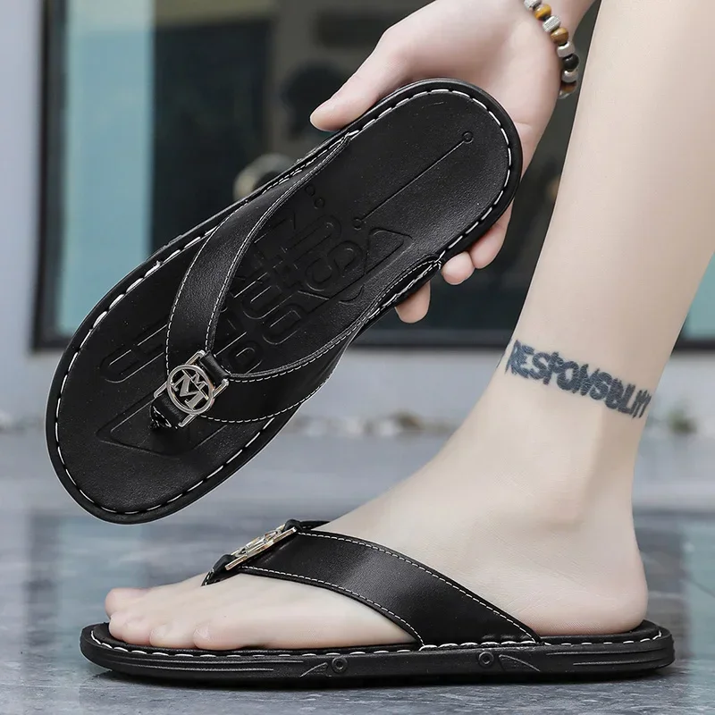 Men's Flip-flops Solid Color w - Flip Flop Leather Men avaliação e preço