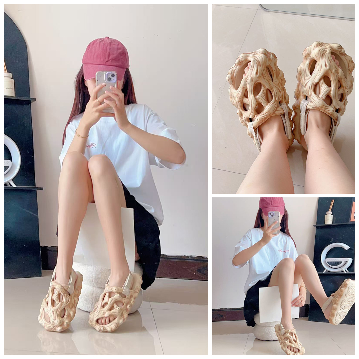 Summer New Wooden Texture Slip - Espadrille Slip On avaliação e preço