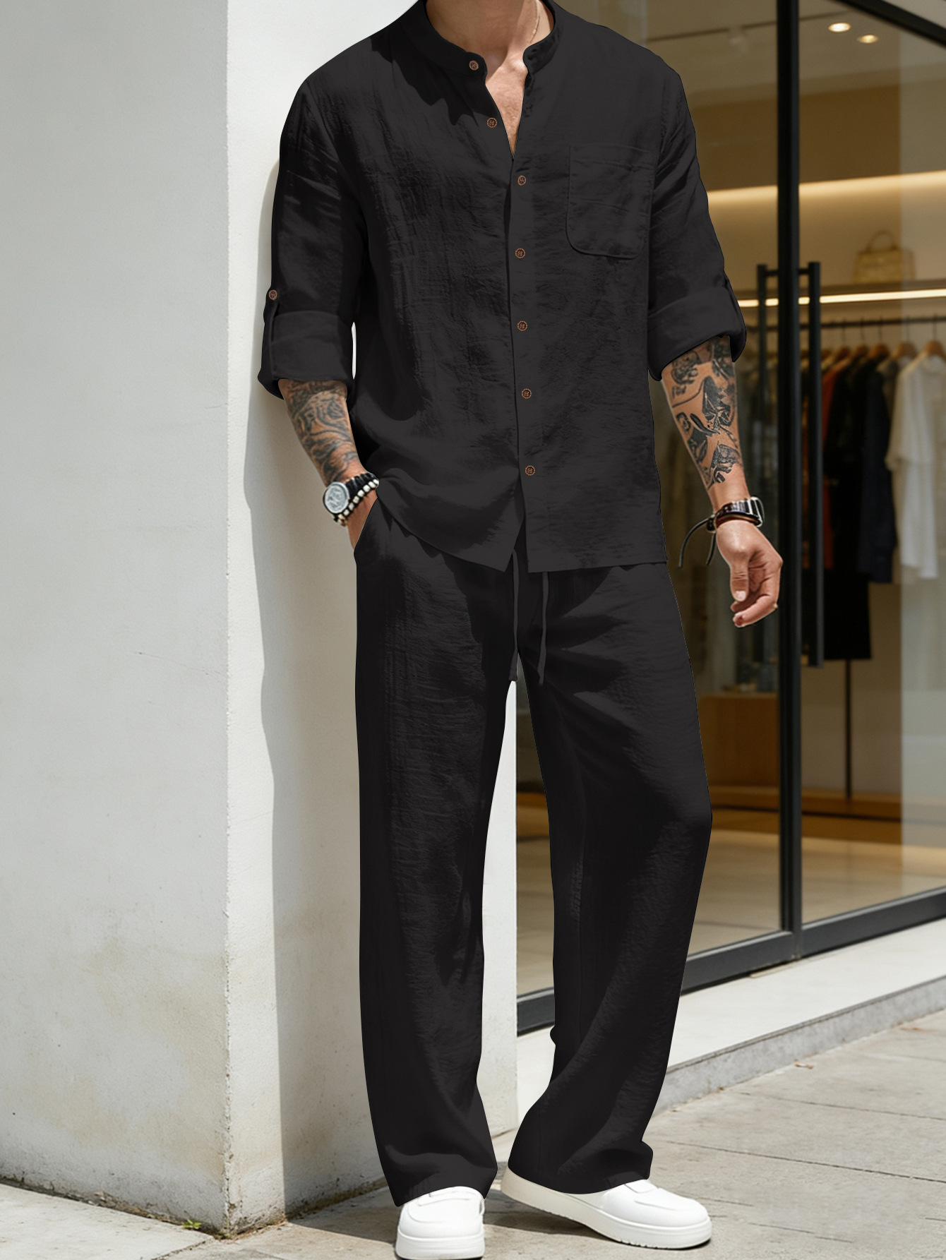 Suit Loose Linen Long Sleeve S - Linen Shirt Breathable avaliação e preço