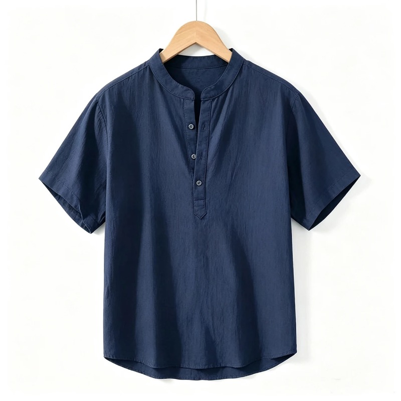 Men Cotton Linen Short-Sleeve  - Linen Shirt Breathable avaliação e preço