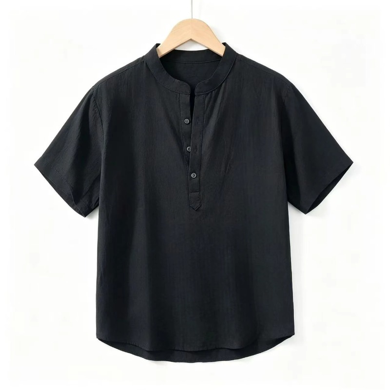 Men Cotton Linen Short-Sleeve  - Linen Shirt Breathable avaliação e preço
