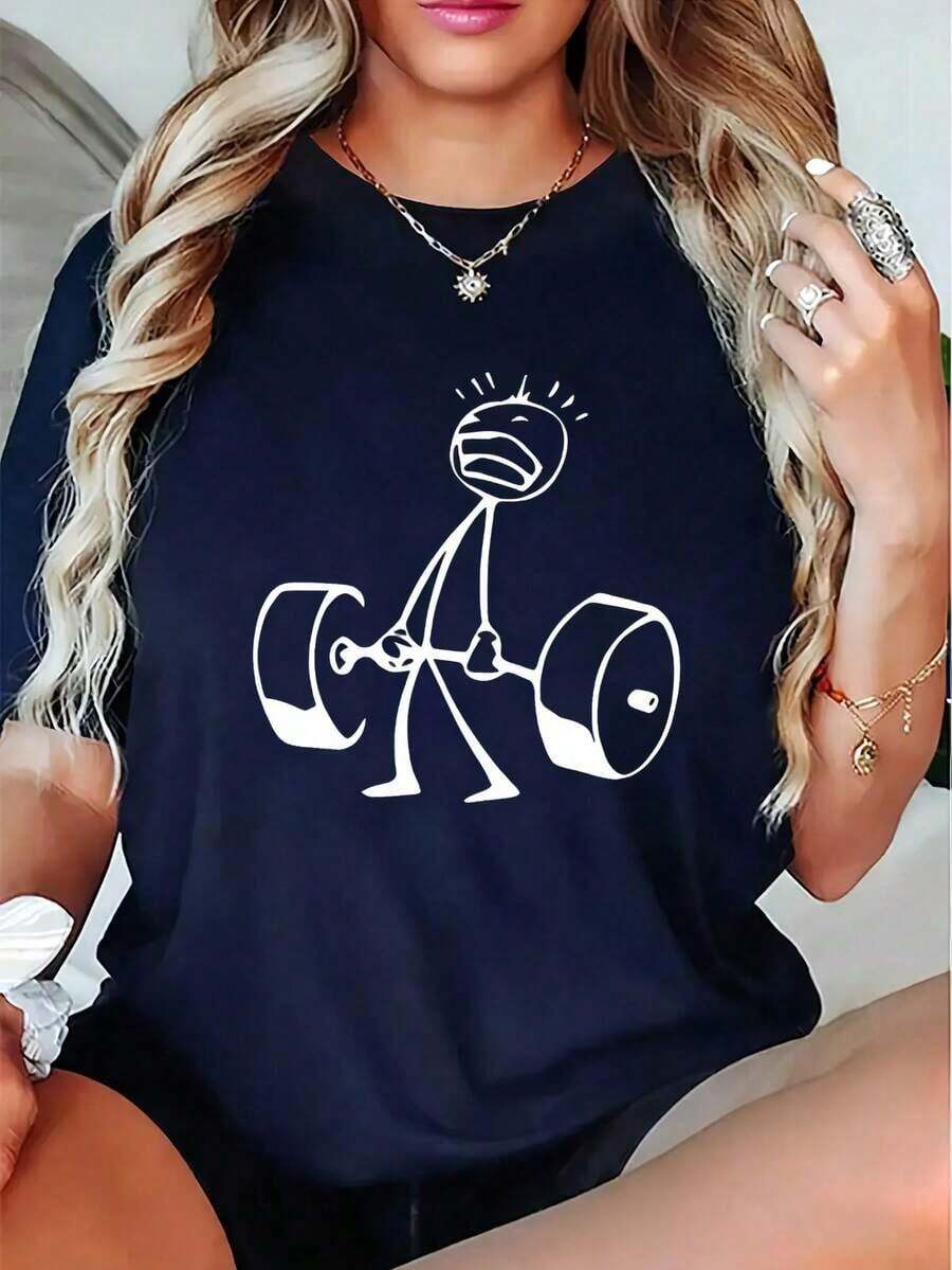 Oversized Funny Workout Graphi - Tee Graphic Print avaliação e preço