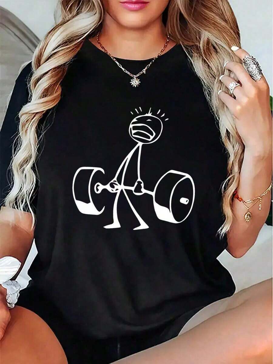 Oversized Funny Workout Graphi - Tee Graphic Print avaliação e preço