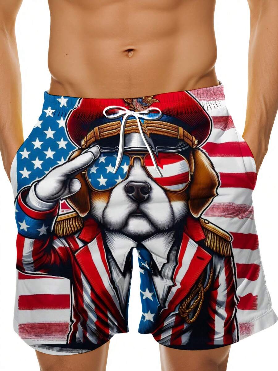 Patriotic Dog American Flag Sw - Swim Trunk Quick Dry avaliação e preço