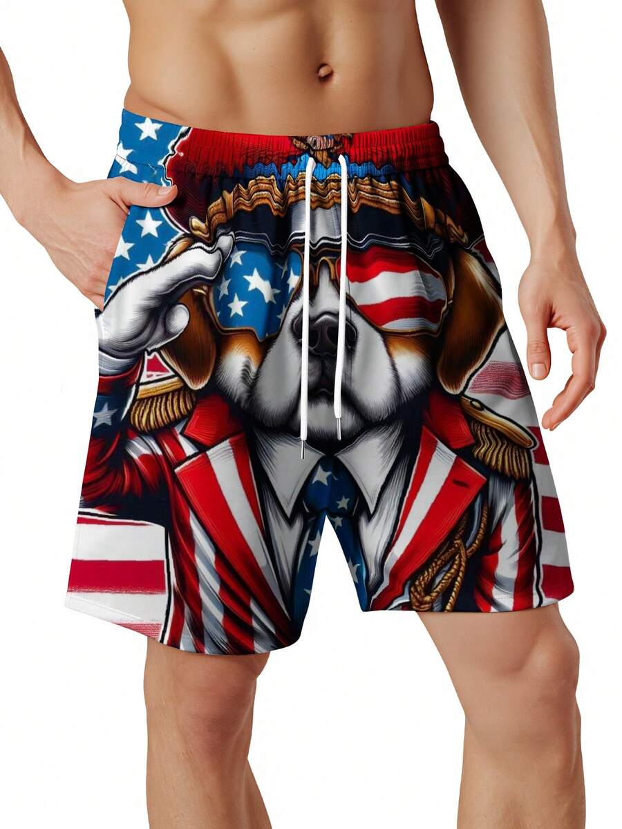 Patriotic Dog American Flag Sw - Swim Trunk Quick Dry avaliação e preço