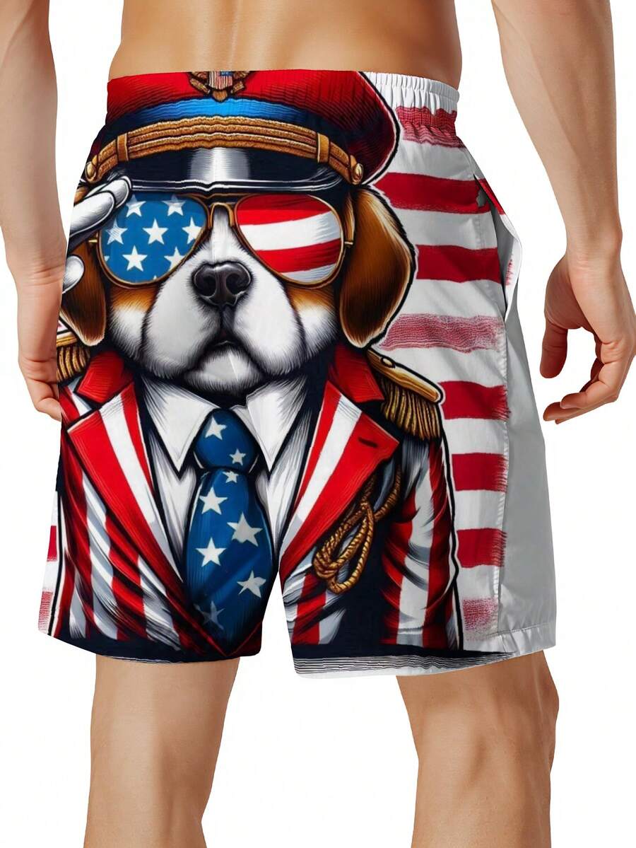 Patriotic Dog American Flag Sw - Swim Trunk Quick Dry avaliação e preço