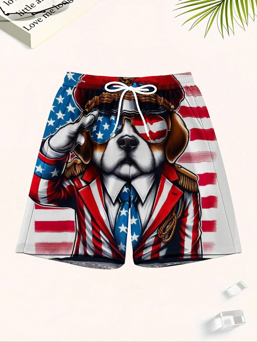 Patriotic Dog American Flag Sw - Swim Trunk Quick Dry avaliação e preço