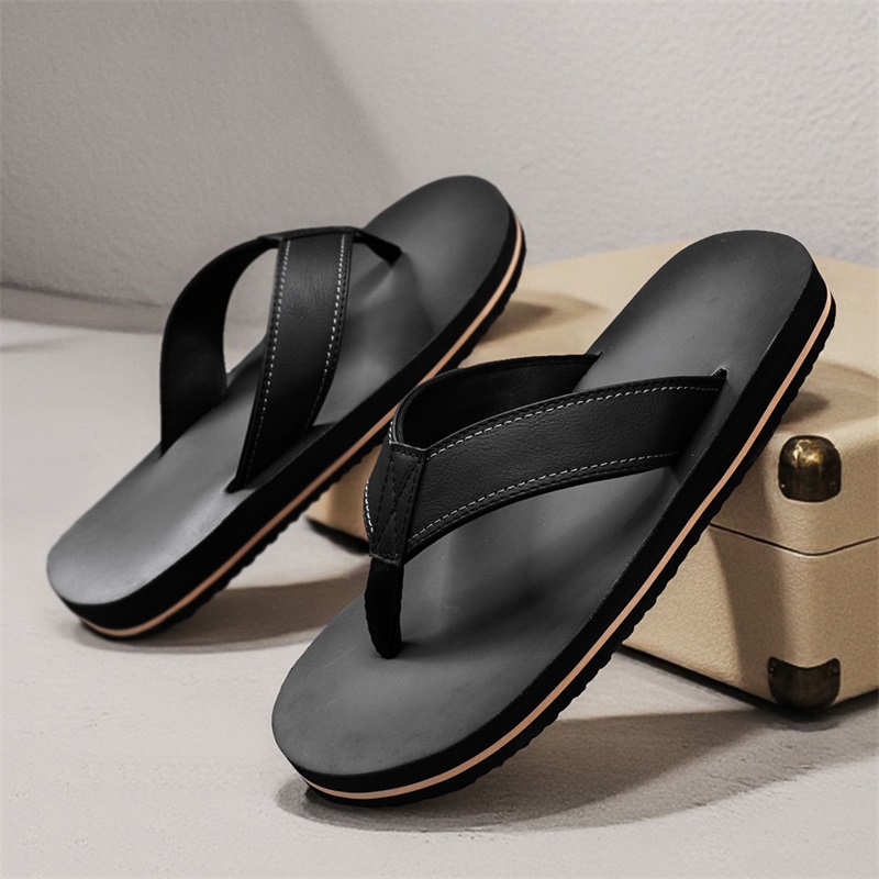 Men's Vintage Washed Faux Leat - Flip Flop Leather Men avaliação e preço