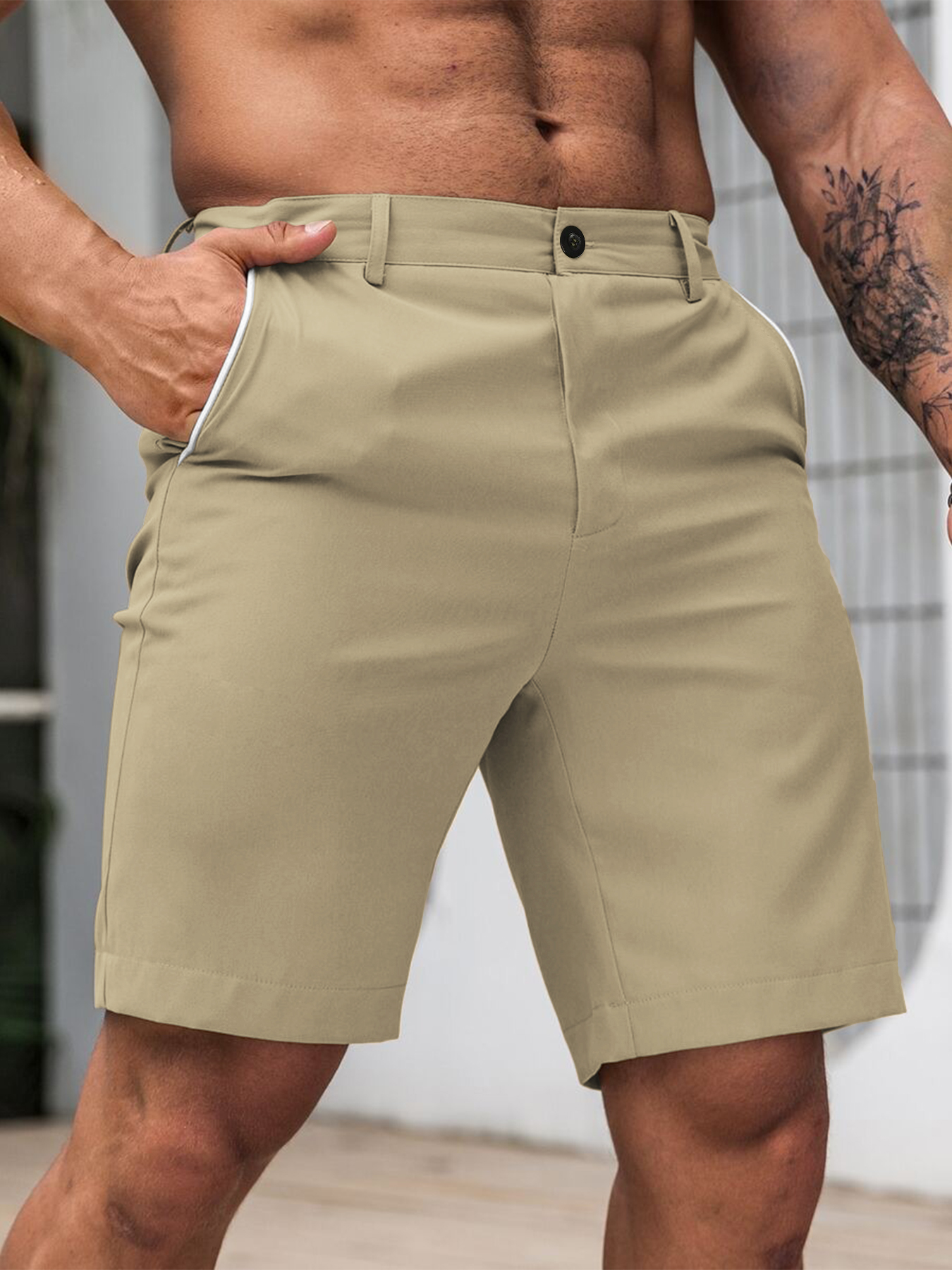 Men's Contrast Trim Chino Shor - Shorts Chino Slim avaliação e preço