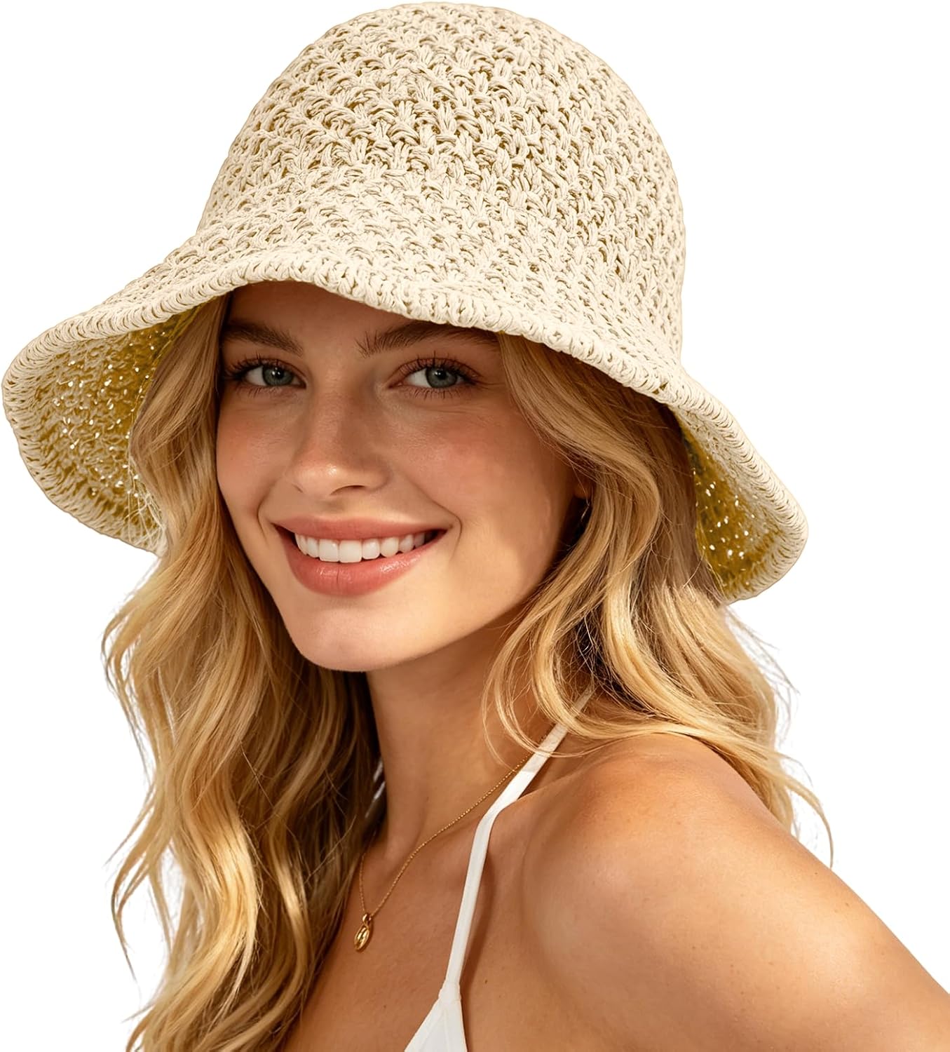 Sun Hat for Women Summer Straw - Bucket Hat Straw avaliação e preço