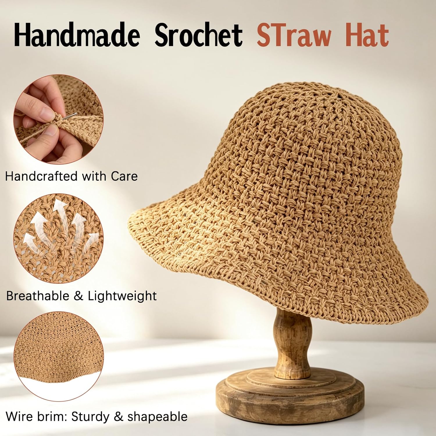 Sun Hat for Women Summer Straw - Bucket Hat Straw avaliação e preço