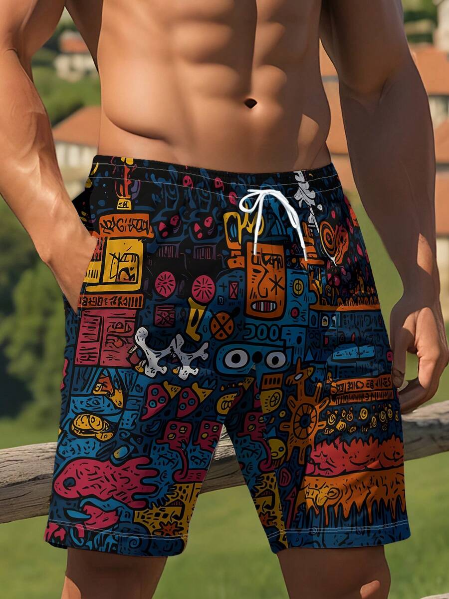 Mens Beach Shorts 3D Digital P - Swim Trunk Quick Dry avaliação e preço