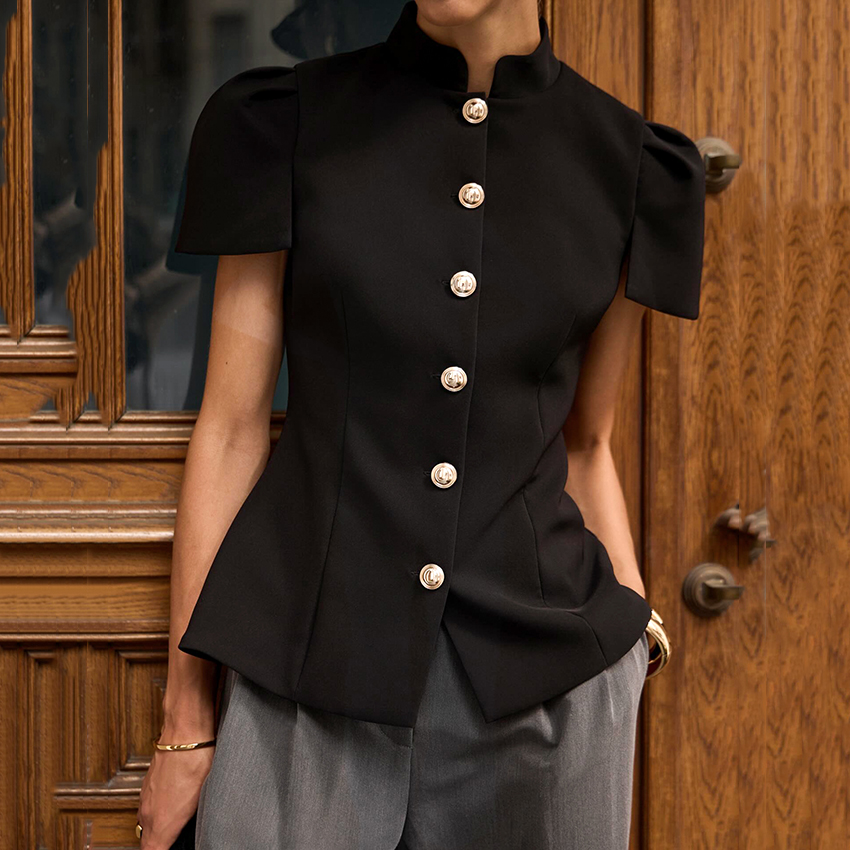 Linad Vintage Black Short Puff - Shirt Camp Collar avaliação e preço