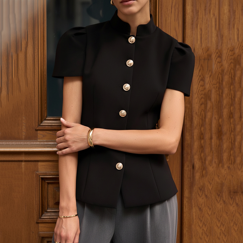 Linad Vintage Black Short Puff - Shirt Camp Collar avaliação e preço