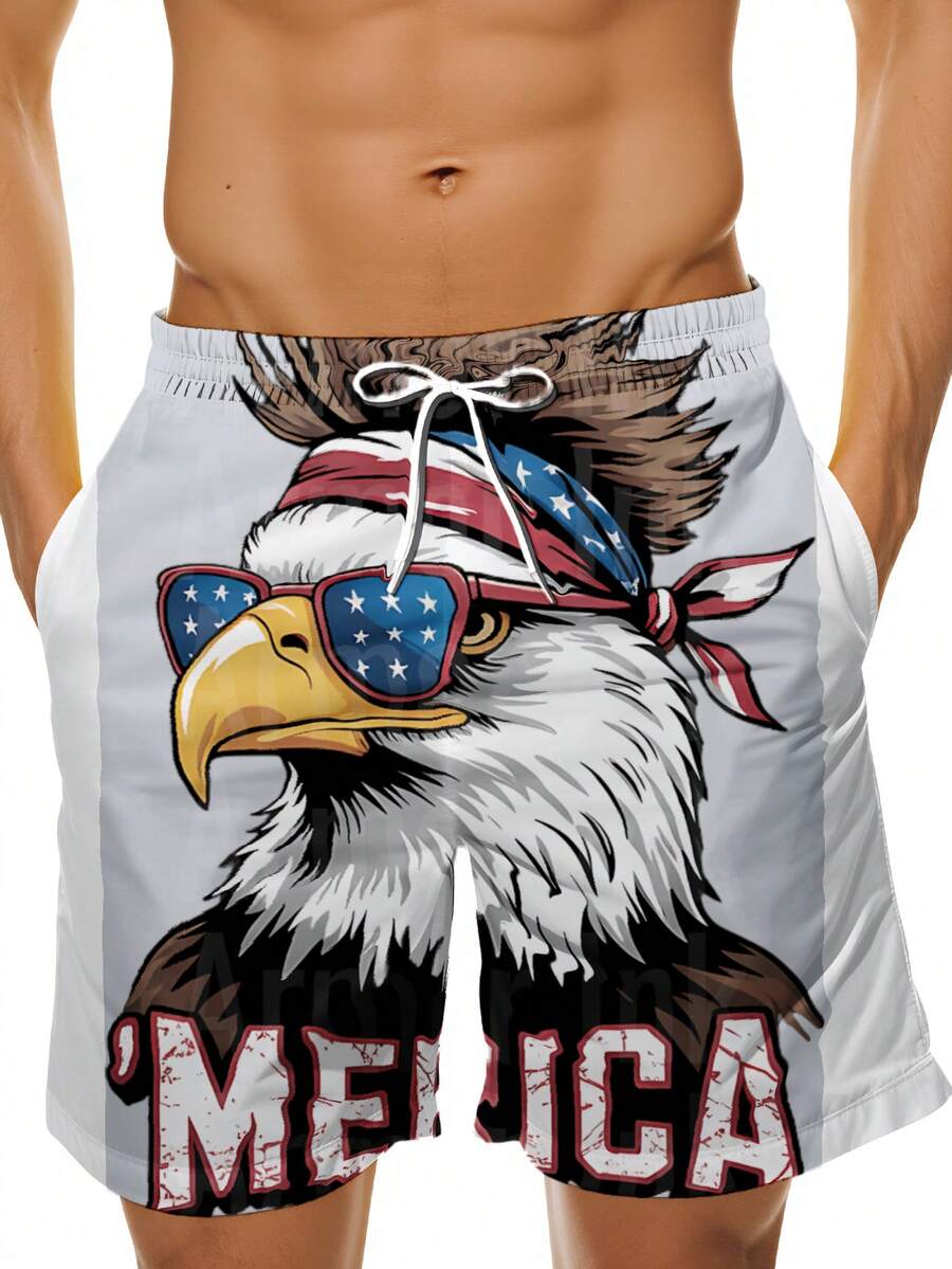 Patriotic Mens Swim Trunks Wit - Swim Trunk Quick Dry avaliação e preço