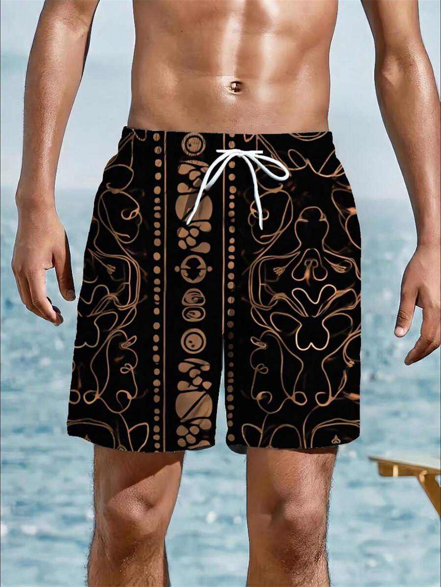 Mens Abstract Geometric Print  - Swim Trunk Quick Dry avaliação e preço