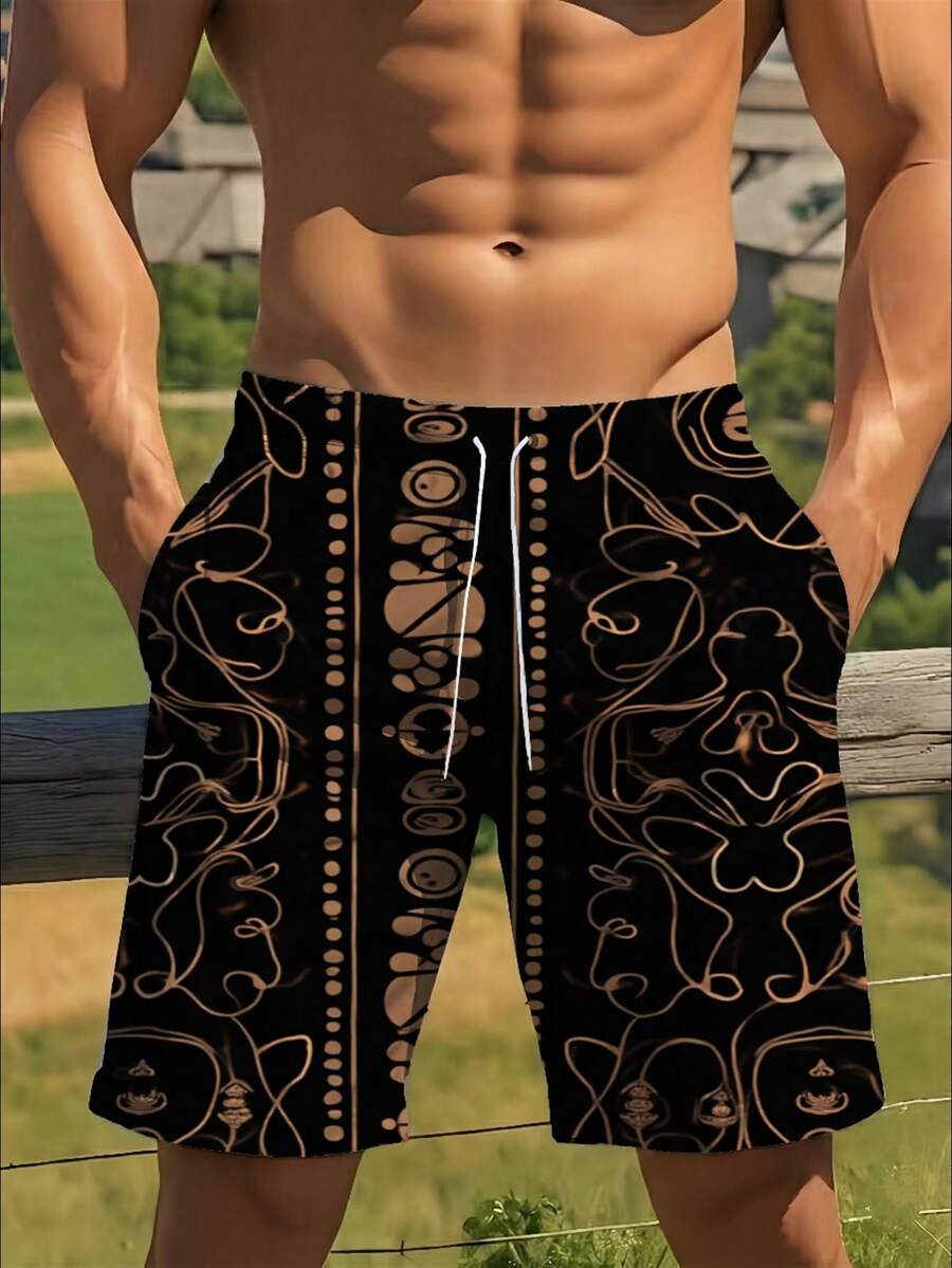 Mens Abstract Geometric Print  - Swim Trunk Quick Dry avaliação e preço