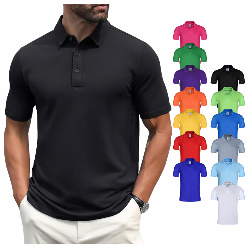 Men's Summer Solid Color Lapel - Polo Shirt Pique avaliação e preço