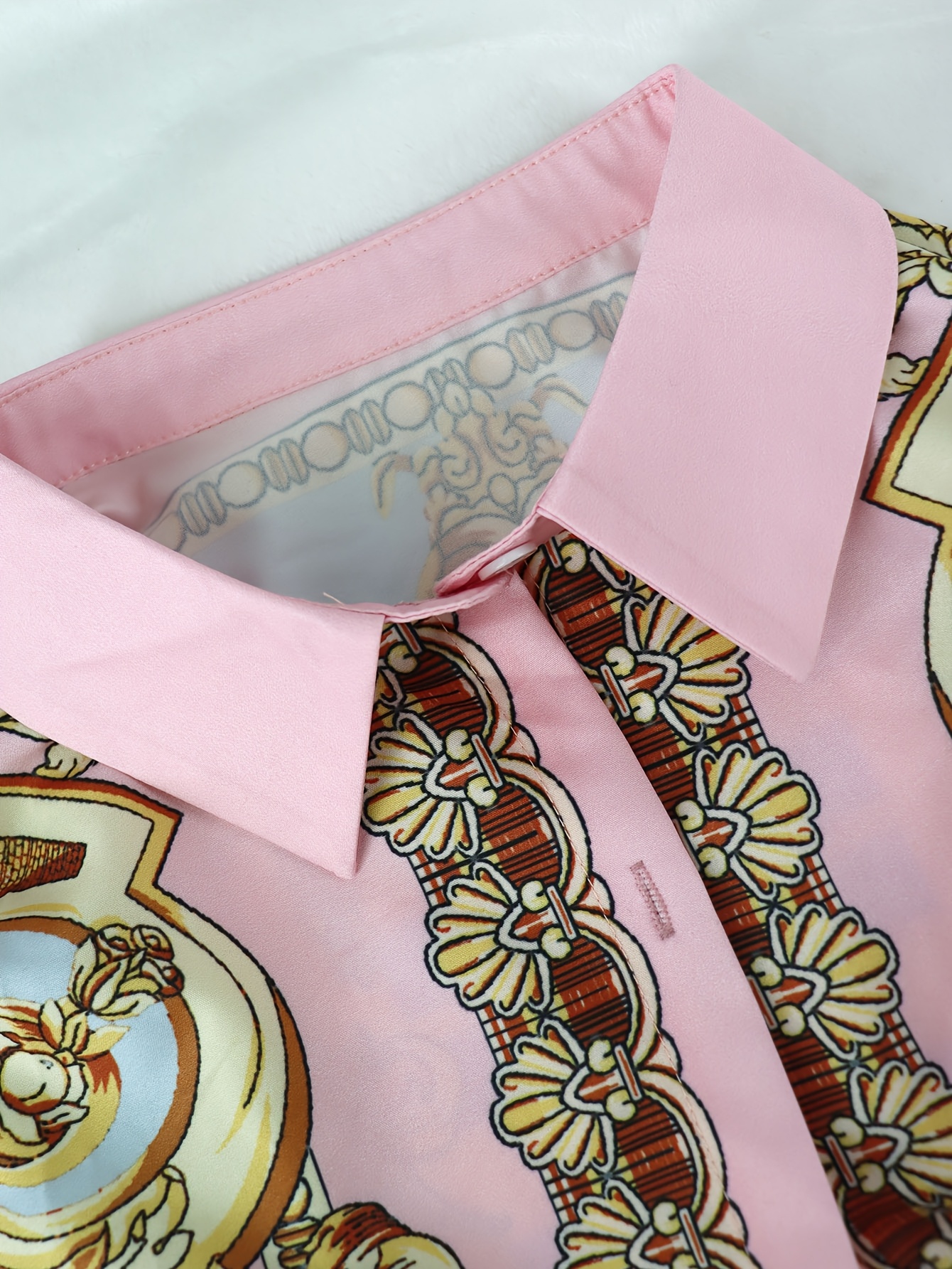 Women 2 Piece Set Ornate Print - Shirt Camp Collar avaliação e preço
