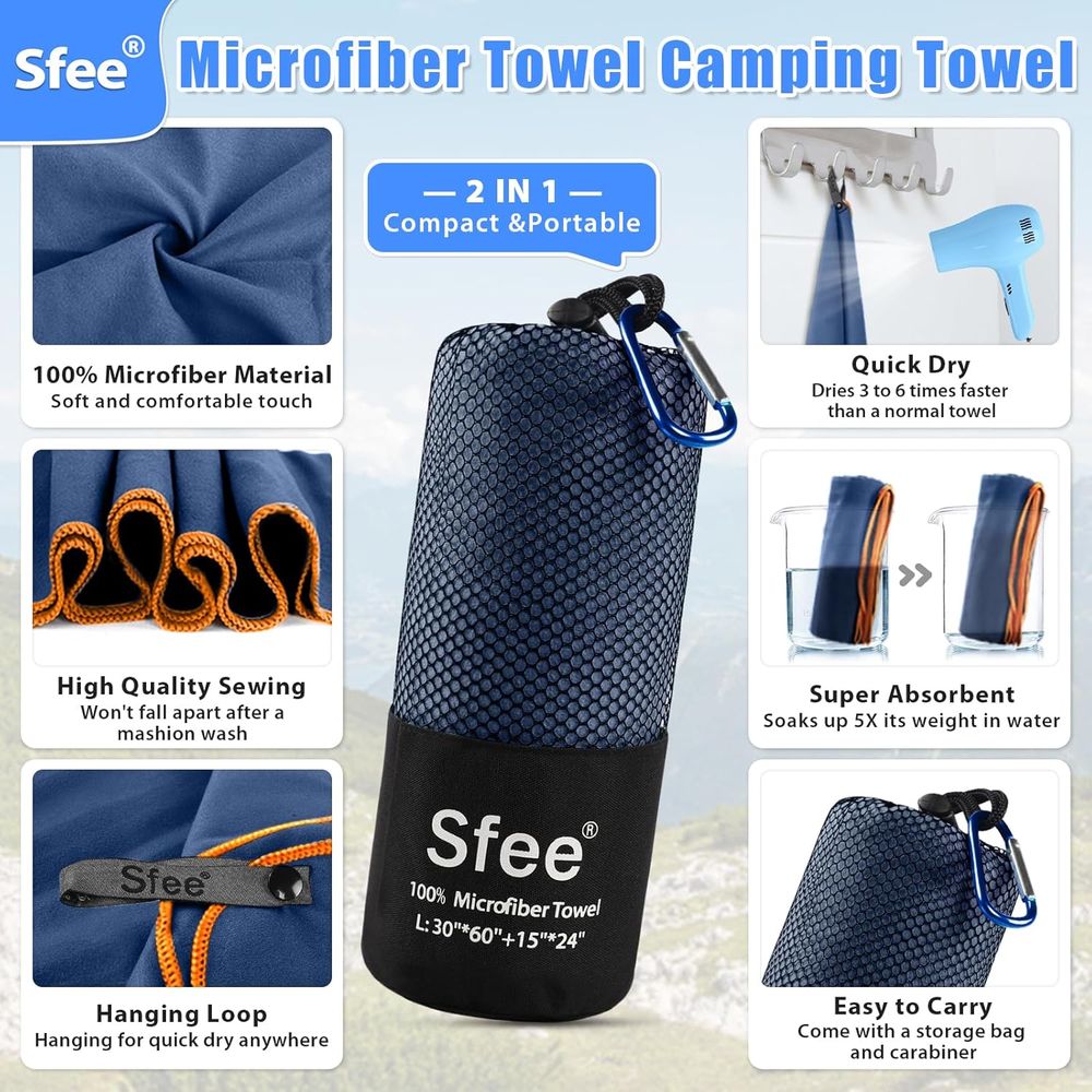Compact Large Absorbent Travel - Beach Towel Large avaliação e preço