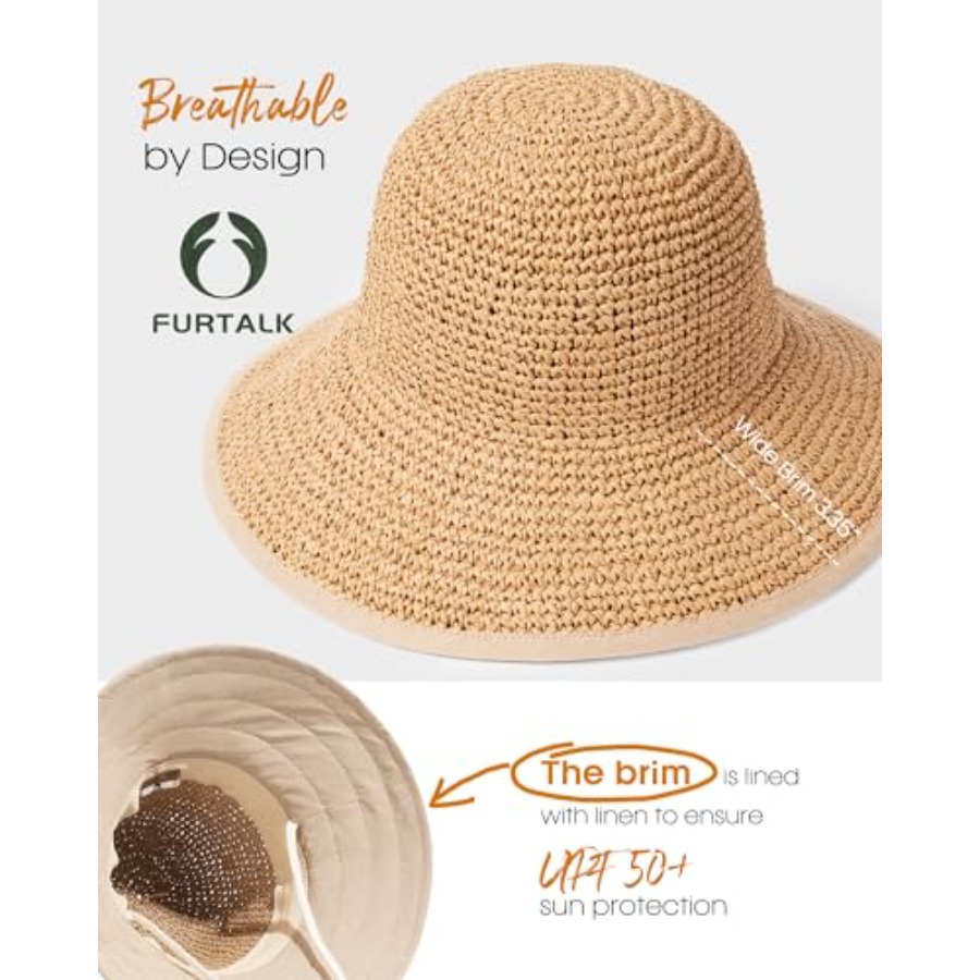 FURTALK Summer Straw Beach Sun - Packable Hat Nylon avaliação e preço