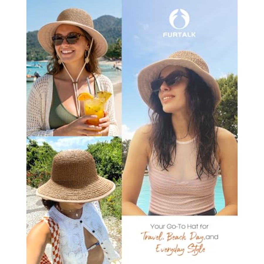 FURTALK Summer Straw Beach Sun - Packable Hat Nylon avaliação e preço