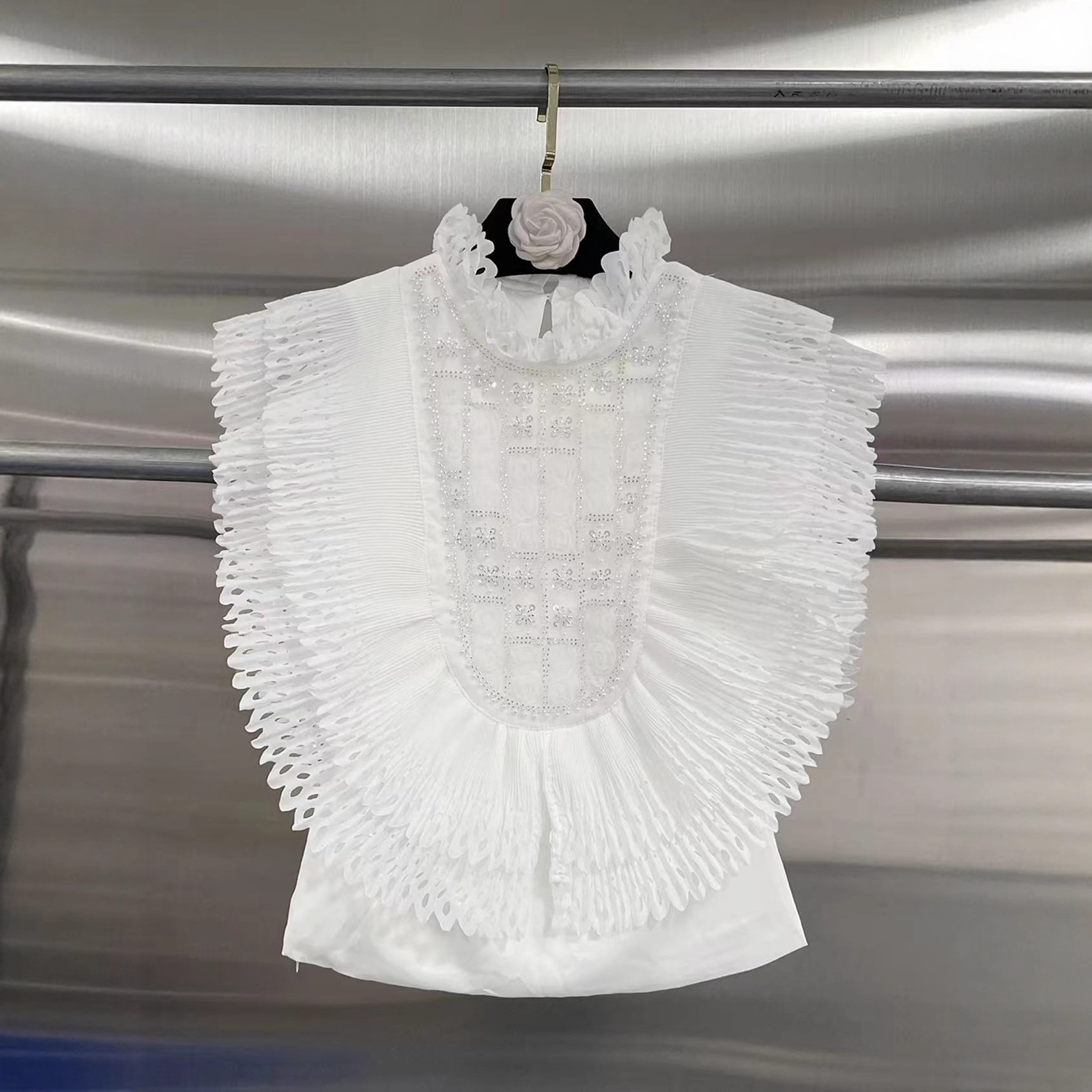 Top Blouse Women Sleeveless Ru - Shirt Camp Collar avaliação e preço