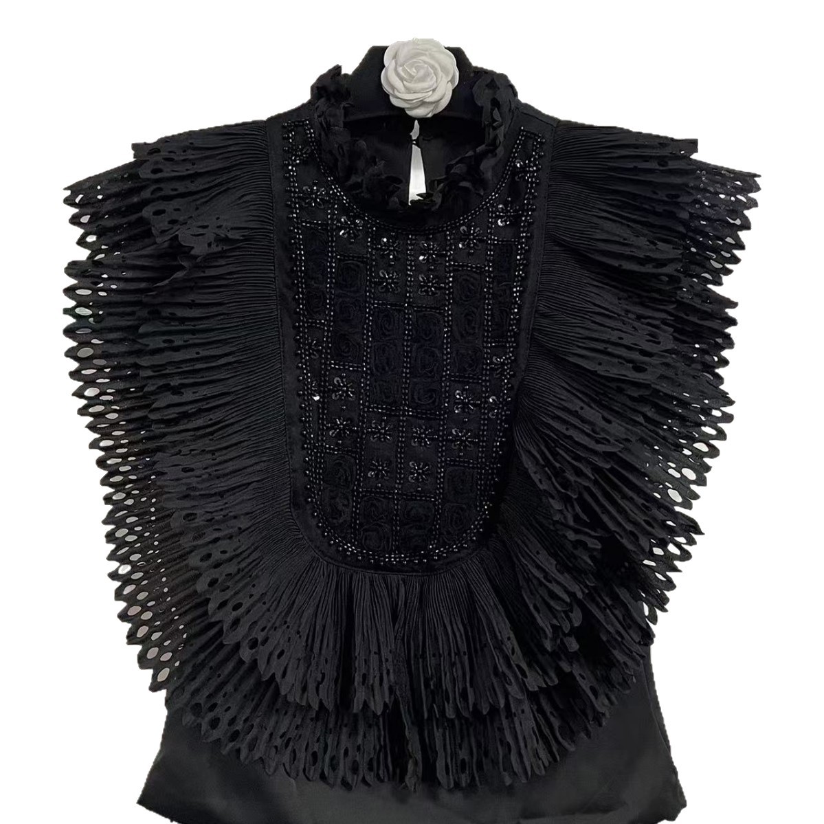 Top Blouse Women Sleeveless Ru - Shirt Camp Collar avaliação e preço