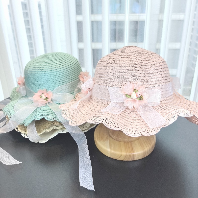 Girls 2pcs Straw Hat Solid Col - Bucket Hat Straw avaliação e preço