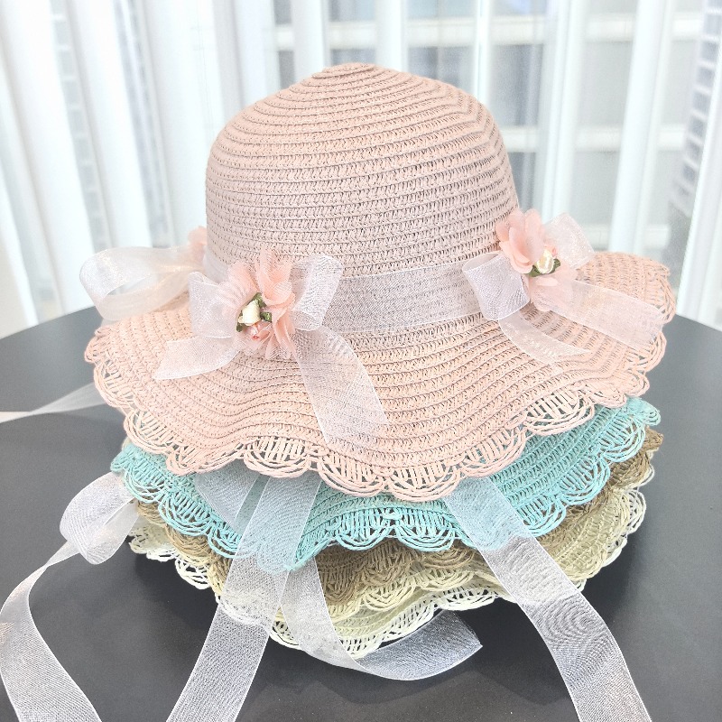 Girls 2pcs Straw Hat Solid Col - Bucket Hat Straw avaliação e preço